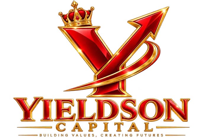The new Yieldson Capital identity: a crowned red Y with a gold upward arrow